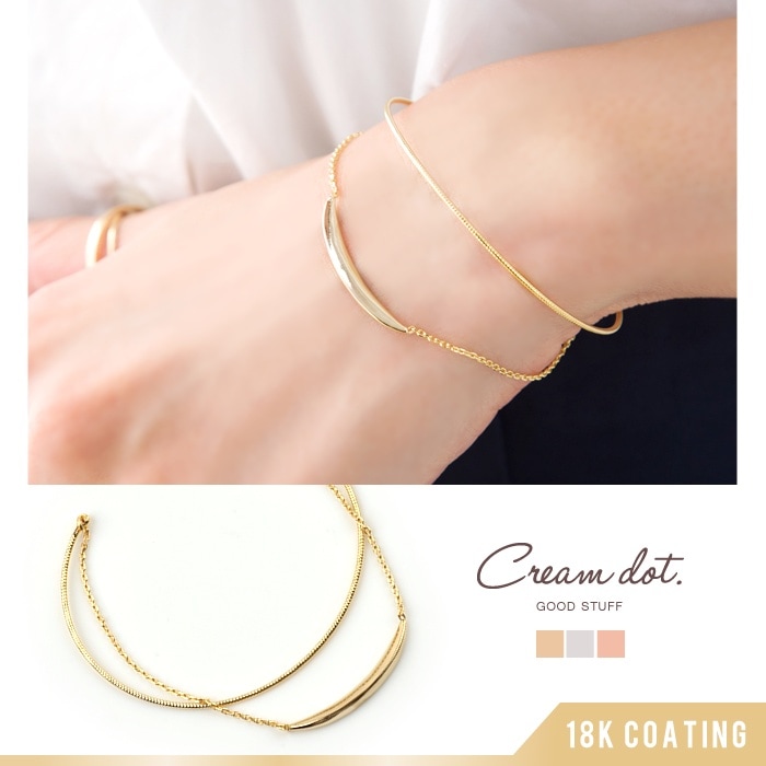 ゆうパケット】重ね付け 2連 バングル レディース ゴールド シルバー