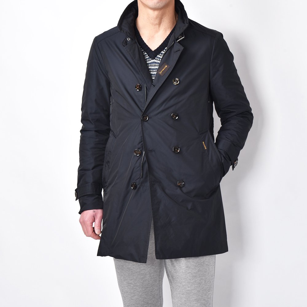 MOORER ムーレー MORANDI-KM ポリエステル ダブルブレスト コート NAVY
