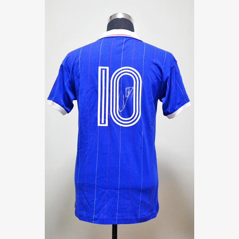 プラティニ直筆サイン入りフランス代表82/83復刻版ホームユニフォーム