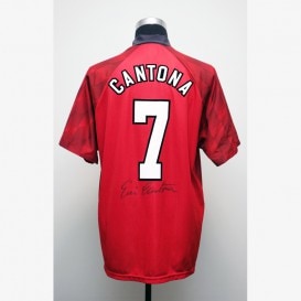 カントナ直筆サイン入りマンチェスターU94/96オリジナルホーム