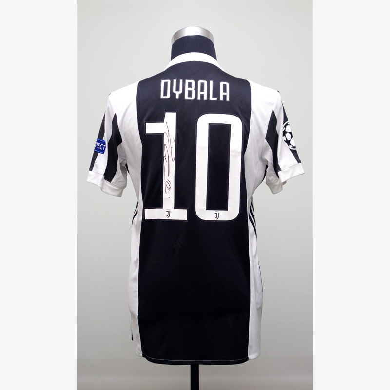 ディバラ直筆サイン入りユベントス17/18ホームユニフォーム (CLパッチ