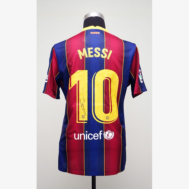 メッシ直筆サイン入りバルセロナ20/21ホームユニフォーム | THE DUGOUT