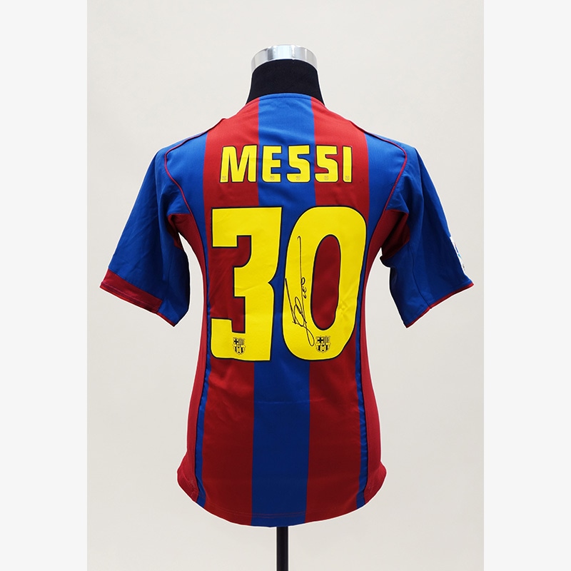メッシ直筆サイン入りバルセロナ04/05ホームユニフォーム | THE DUGOUT