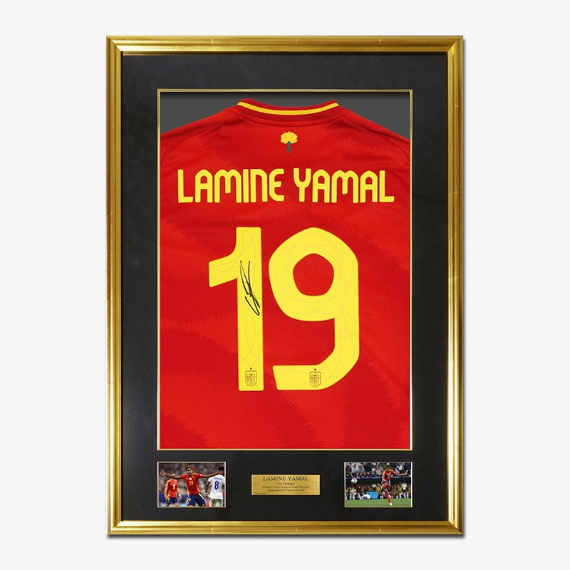 ヤマル直筆サイン入りスペイン代表2024ホームユニフォーム特製フレーム