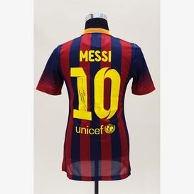メッシ直筆サイン入り選手支給バルセロナ18/19ホームユニフォーム