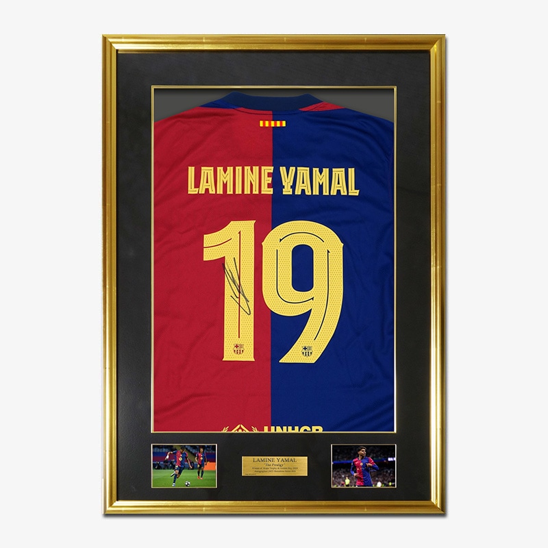 ヤマル直筆サイン入りバルセロナ24/25ホームユニフォーム特製フレーム