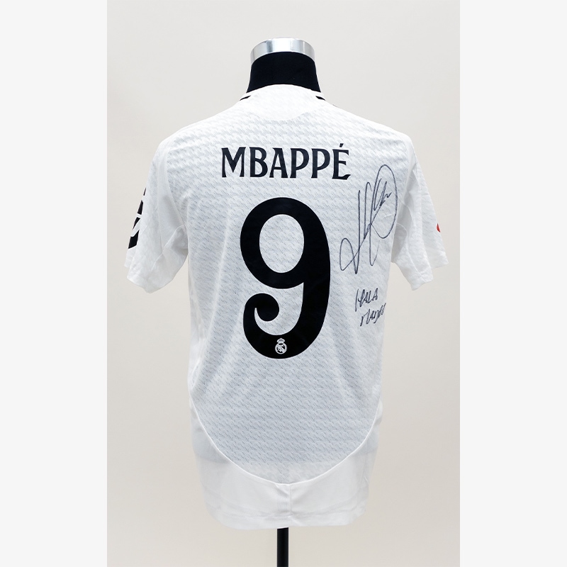 エンバペ直筆サイン入りレアルマドリード24/25ホームユニフォーム (添