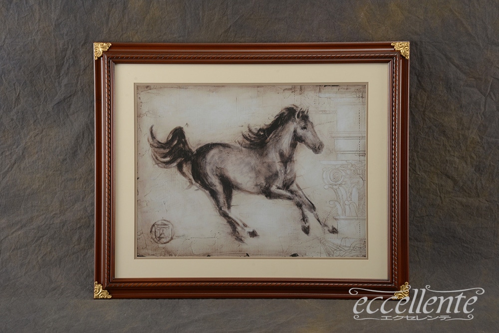 イタリア製 額絵 大 駆ける馬 右｜Q439416053 | イタリア家具
