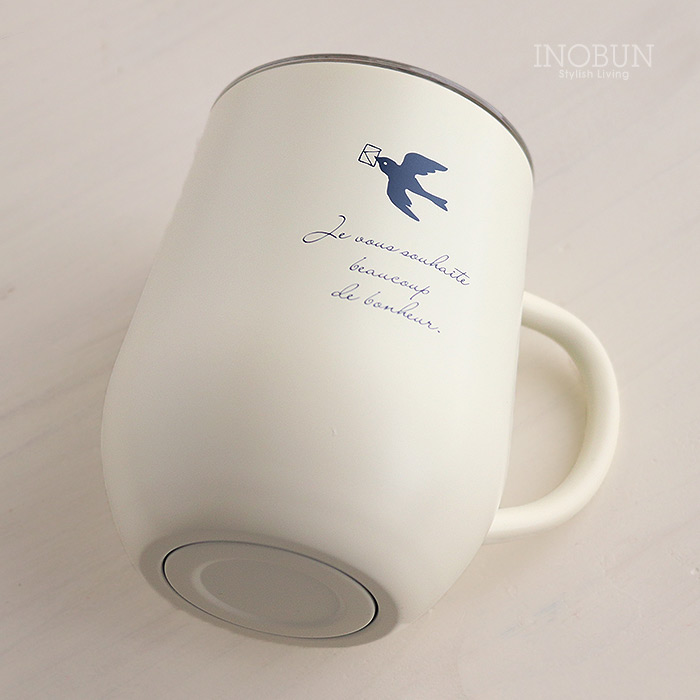 ラスト1点】ステンレスマグカップ アイボリー 320ml 蓋付き イノブン