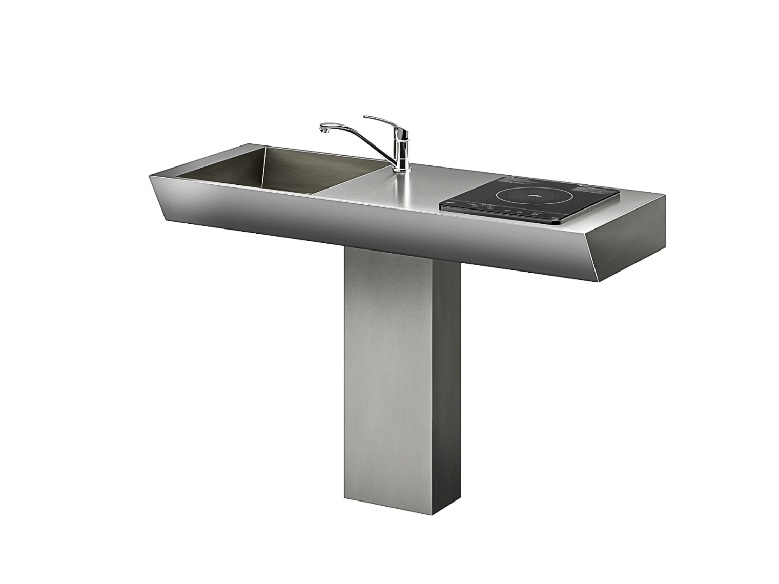 ステンレス製ミニキッチン コンパクトキッチン IHクッキングヒーター