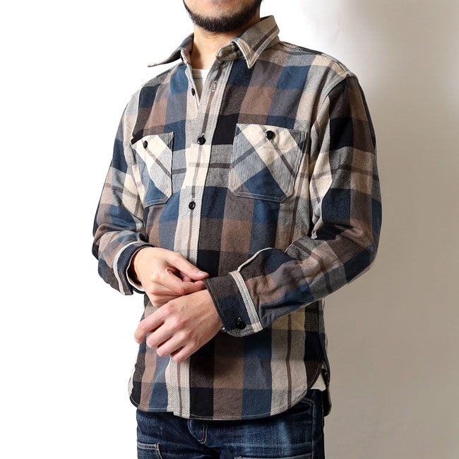 DELUXEWARE(デラックスウエア) ヘビーネルシャツ 50s BLUE KING / HV