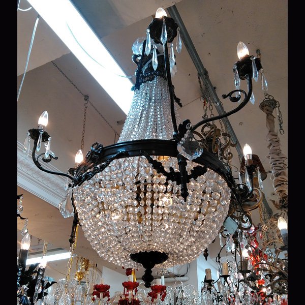 TIEF】フランス製アールヌーボー様式エンパイア型シャンデリア8灯