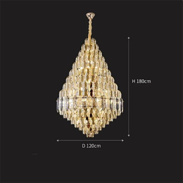 円形クリスタルシャンデリア ゴールド （D1200×H1800cm） | EL JEWEL