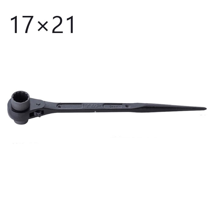 ラチェットレンチ TOP工業 両口ラチェットレンチ シノ付 17×21mm 全長