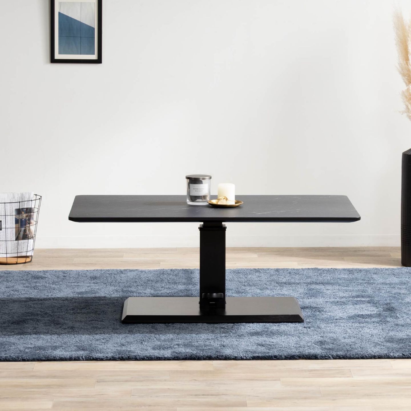 昇降テーブル リビングテーブル 昇降式 ホワイト ブラック 大理石調 RD