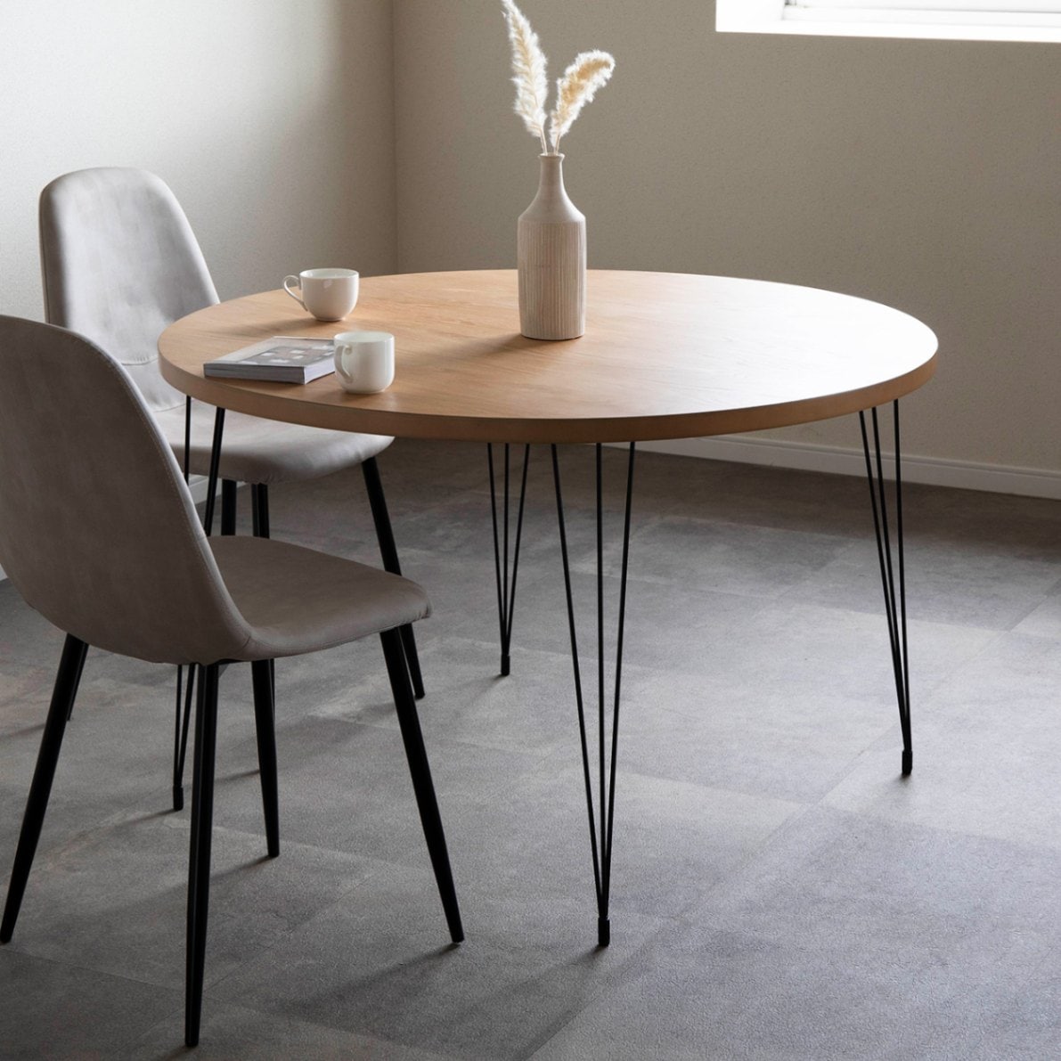 丸テーブル 110cm ダイニングテーブル｜ブラックスチール脚【公式】tac