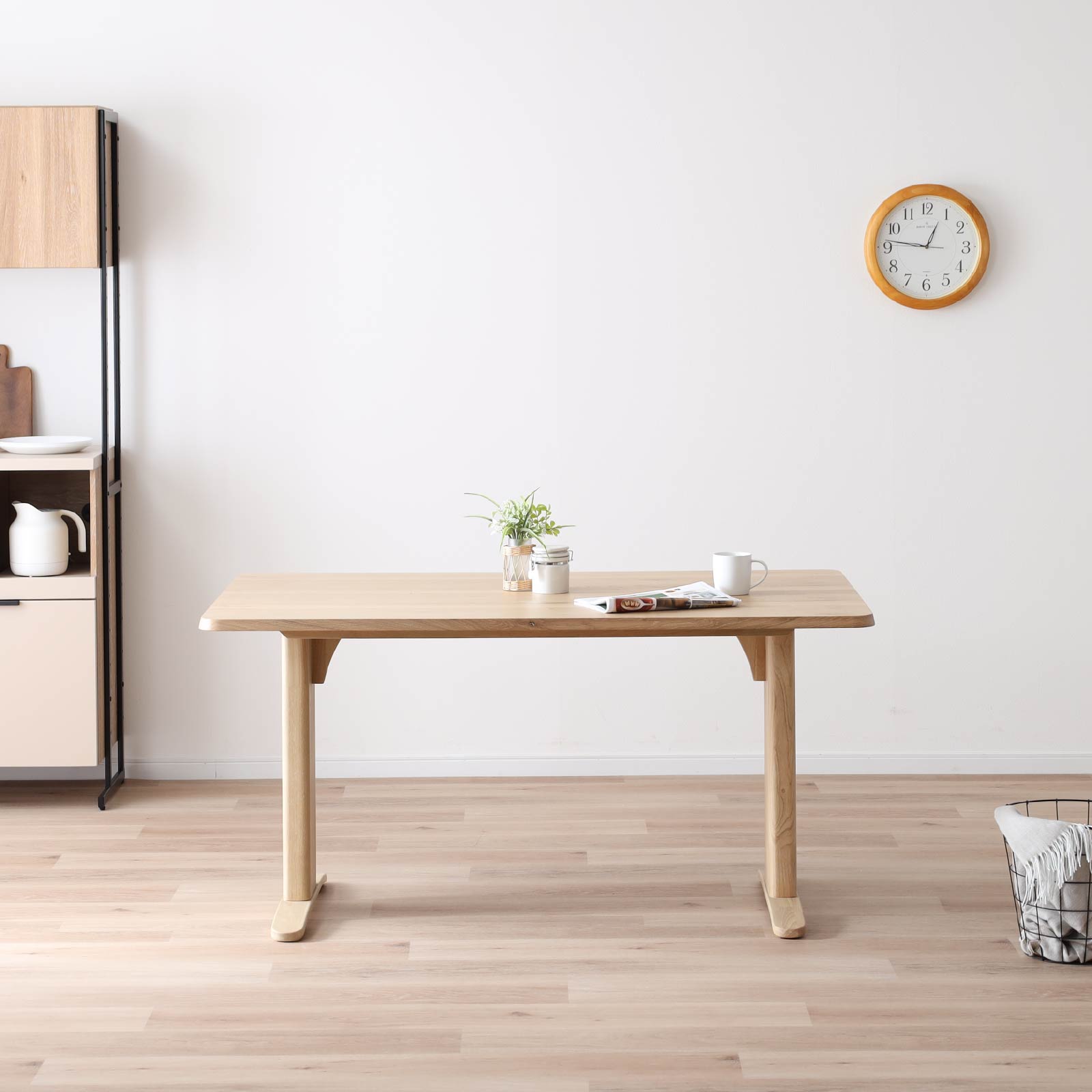 幅140］ ダイニングテーブル 2本脚 オーク 無垢材