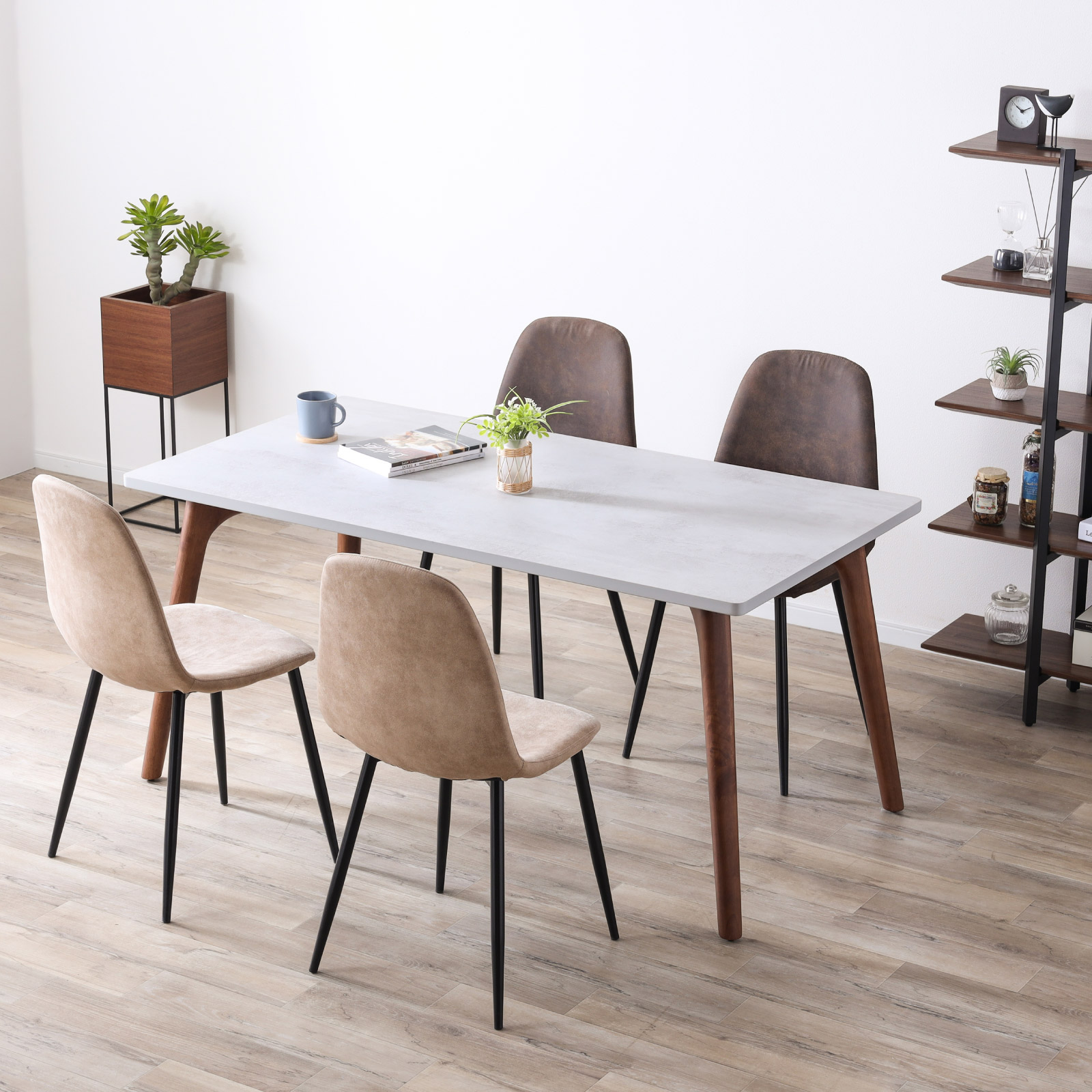 幅150］ マットな質感 ダイニングテーブル｜ メラミン化粧板 無垢材