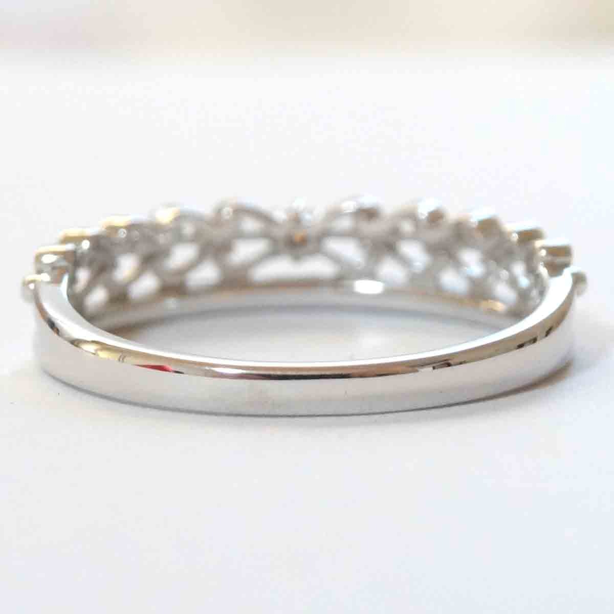 K18 ダイヤモンド リング リボン デザイン 0.1ct ホワイトゴールド WG