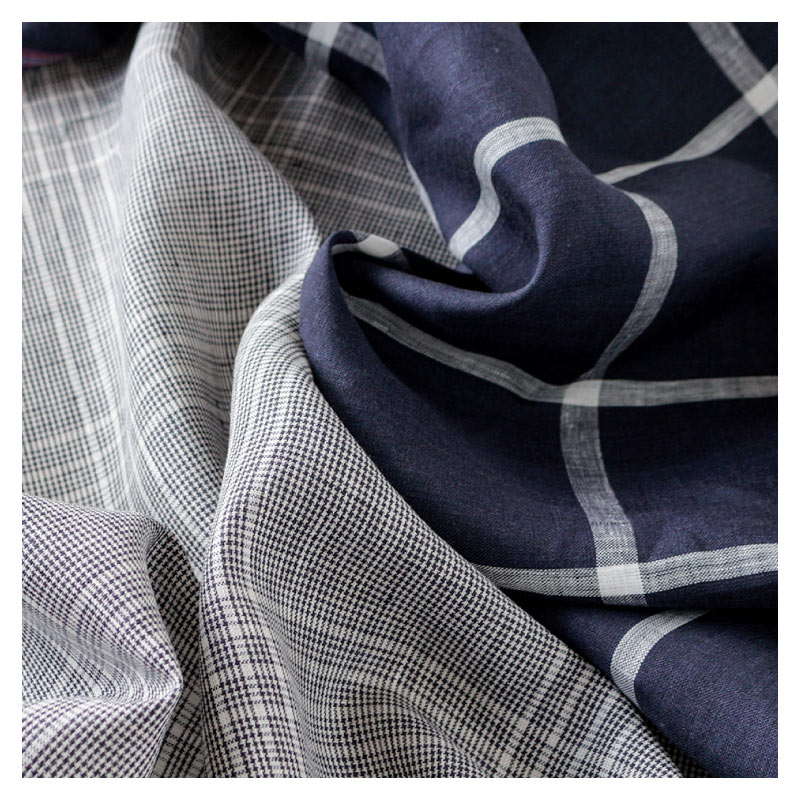 60先染めリネン広幅ビッグチェック | ◇リネン | 生地製品卸サイト