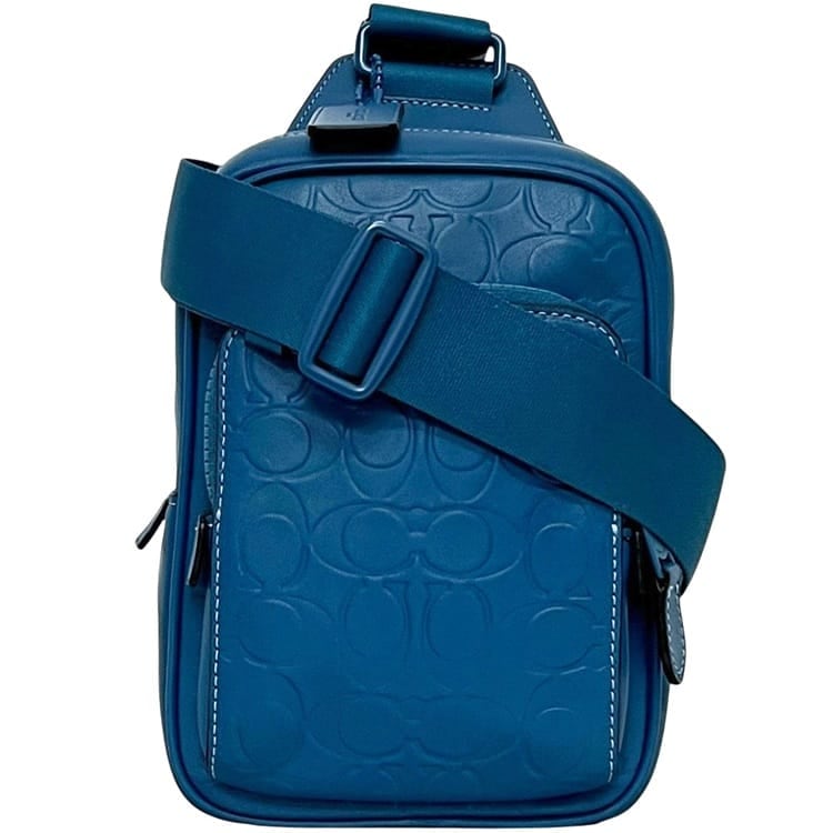 コーチ ショルダーバッグ トラックパック 14 ブルー シグネチャー