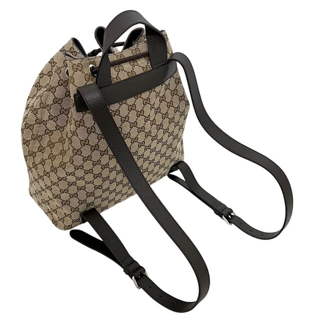 グッチ 巾着 リュック ベージュ ブラウン GGキャンバス 449175 美品