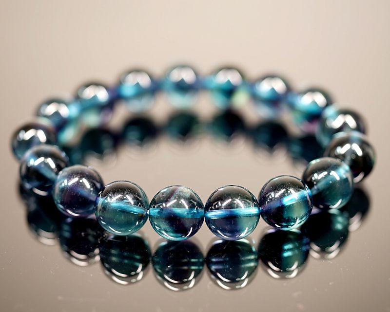 レインボーフローライト ブレスレット 12mm玉 No.9 最高級（5A）｜最