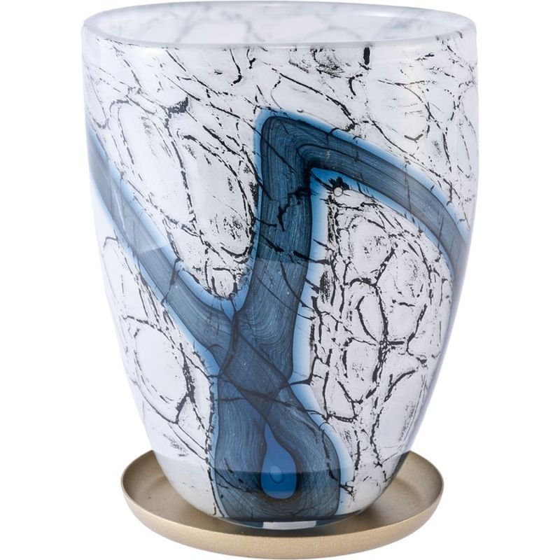 DGガラスコンフォートポット＆ソーサーH12 ブラックアイス | 穴あき鉢