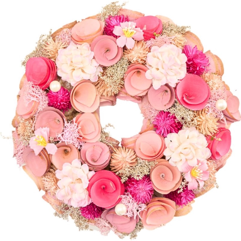 リースピンク眠りダークモケフラワーM | 春夏リース・雑貨 | 花の資材