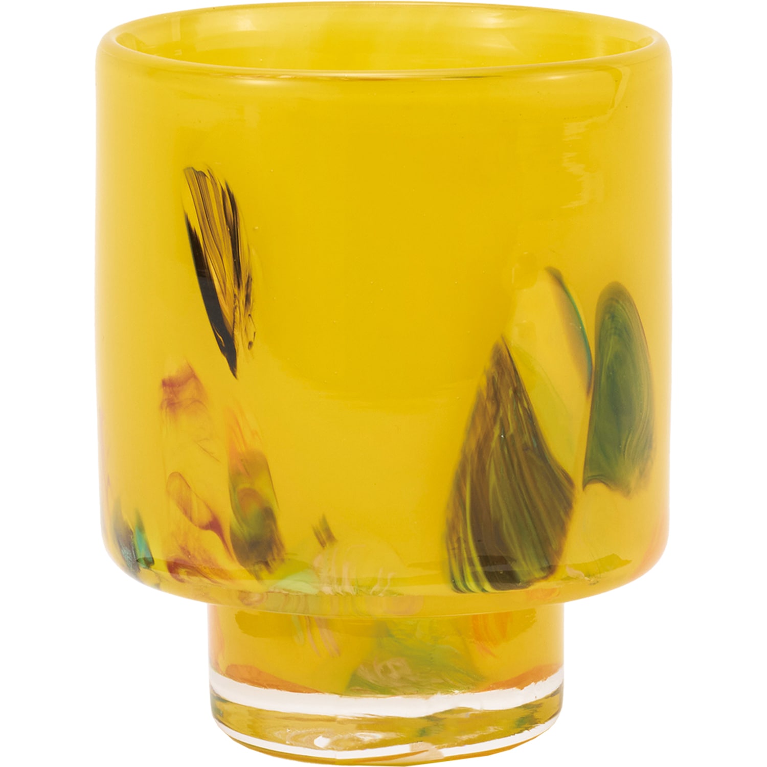 DGガラスステップポット＆ソーサーH12 イエローフラワー | 穴あき鉢