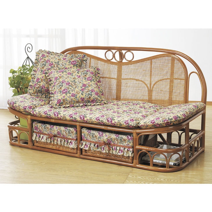 東京ラタン 天然籐ハイバックカウチソファ 140cm幅｜ファミリー