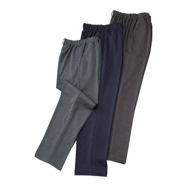 日本製 紳士杢調裏起毛ストレートパンツ3色組 同サイズ 股下60・64