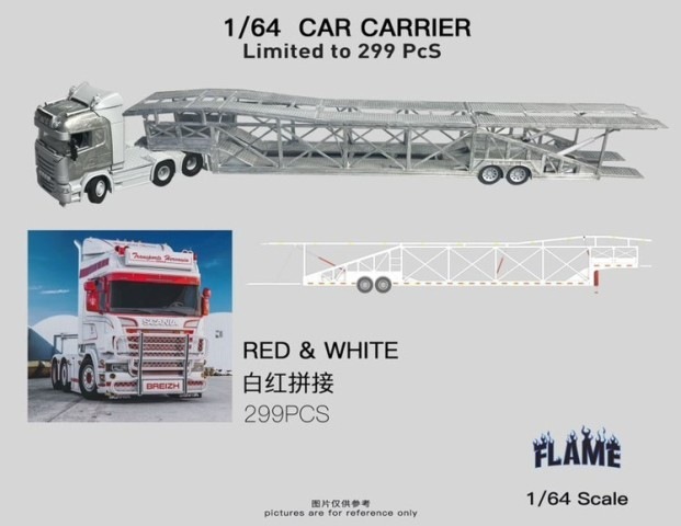 新品 Flame 1/64 スカニア Scania Car Carrier トラック 積載車