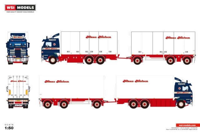 予約 01-4897 WSI 1/50 Klaus Nielsen SCANIA 3 SERIES 6X2 TAG AXLE
