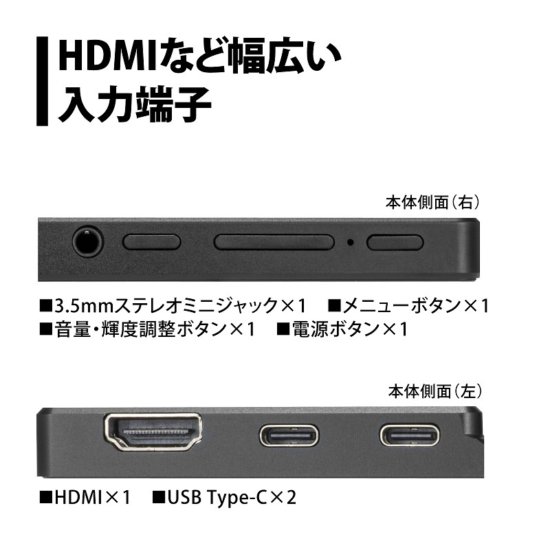 13.3インチ フルHD モバイルディスプレイ ブラック USB-C入力対応 PTF