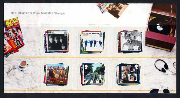 ビートルズ 切手6種と小型シートセット タトウ付き イギリス発行