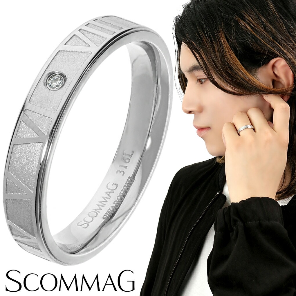 SCOMMAG クロックナンバー ステンレス リング 指輪 9～25号