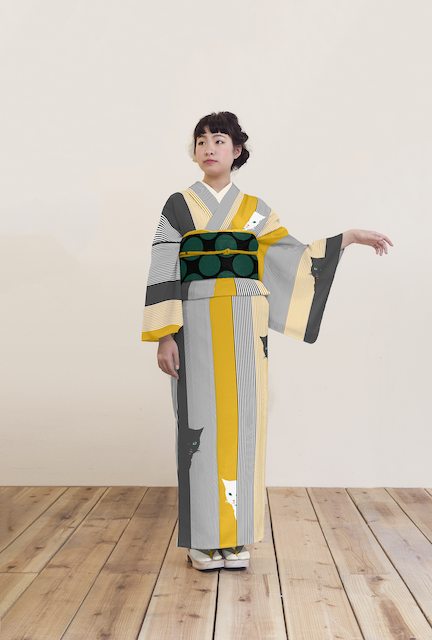 セオα夏着物・浴衣＜猫、人見知り（黄）＞ SAK-SK180412 | さく研究所