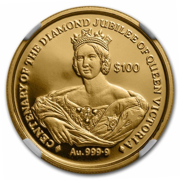 ヴィクトリア女王 ダイヤモンド・ジュビリー100周年記念金貨 100ドル