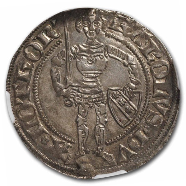 1390-1431年 シャルル2世 ロレーヌ公 グロ 銀貨 フランス ロレーヌ MS