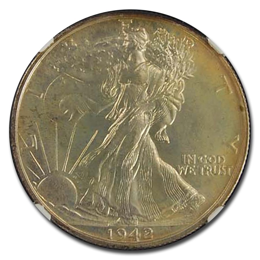 1942年 ウォーキング リバティ ハーフダラー 銀貨 50セント シルバー