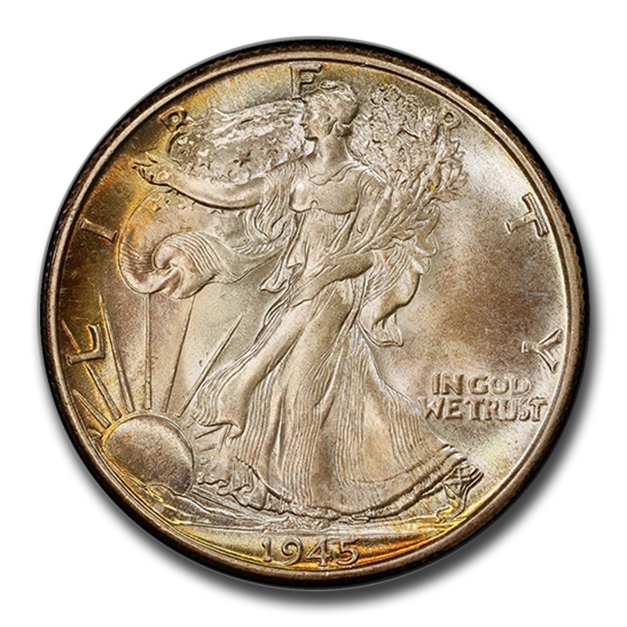 1945年 ウォーキング リバティ ハーフダラー 銀貨 50セント シルバー