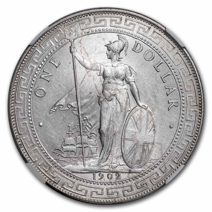 1902年 イギリス 貿易銀 1ドル トレードダラー MS-62 NGC アンティーク
