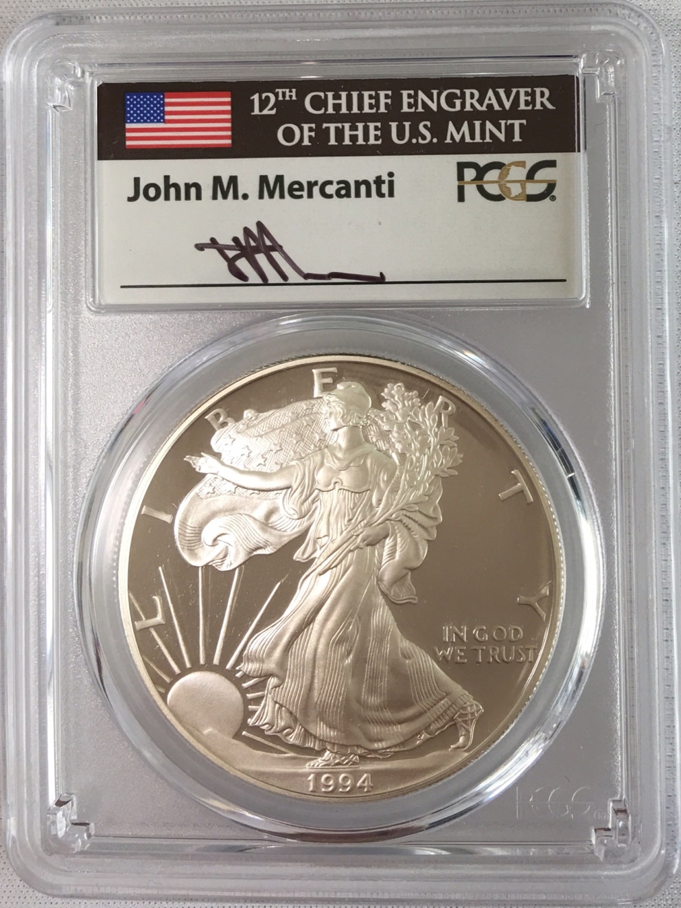 動画あり】アメリカ【1ドル】シルバーイーグル銀貨1994-P PCGS