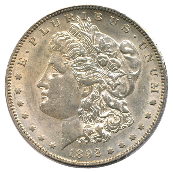 アンティークコイン アメリカ 1ドル モルガン銀貨1892-S ＄1 PCGS AU58
