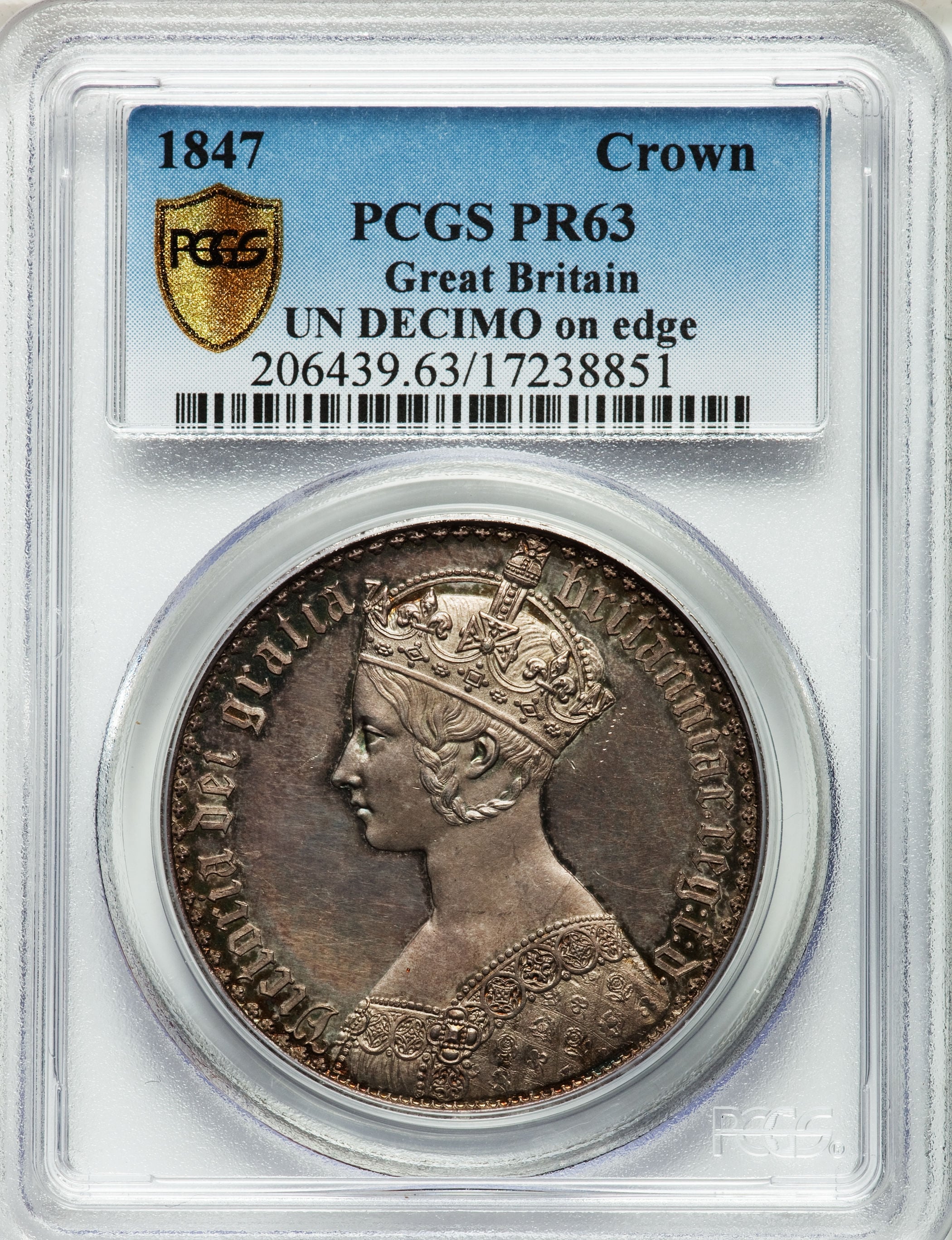 グレートブリテン ヴィクトリア ゴシック クラウン1847UN DECIMO PCGS