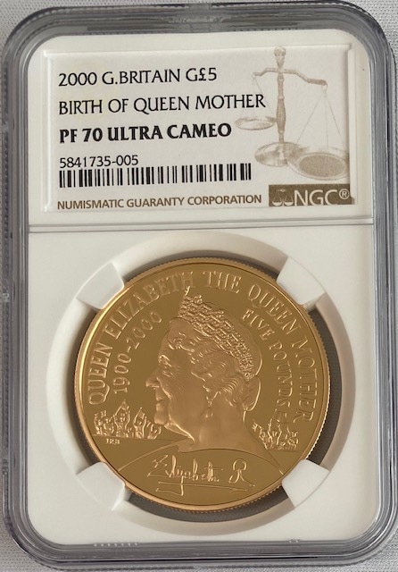 動画あり】グレートブリテン2000年エリザベス女王5ポンド金貨クイーン