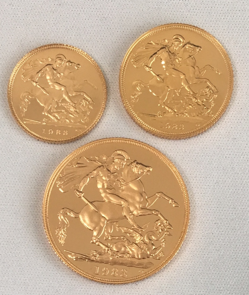 1983年グレートブリテン プルーフソブリン金貨3枚セット箱付き | 生産