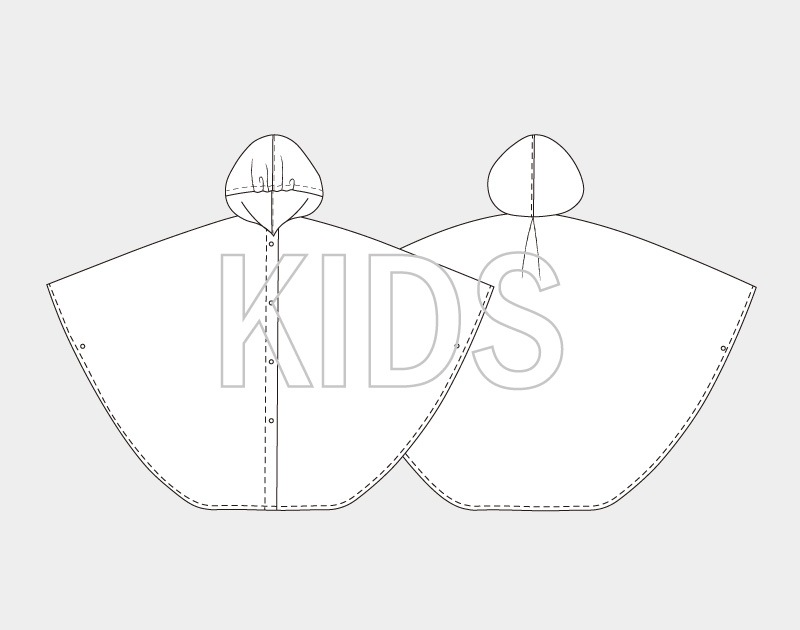 実物大型紙【No.1613】（キッズ）子どもレインポンチョ（旧NO.1334