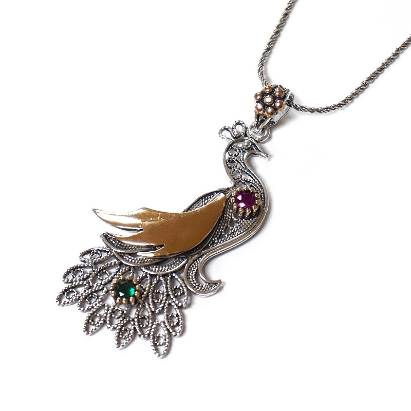 トルコ伝統の銀線細工 テルキャーリ ペンダント（チェーン付） SV-N